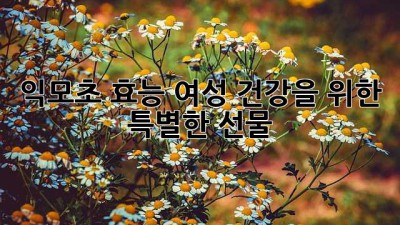 익모초 효능: 여성 건강을 위한 특별한 선물